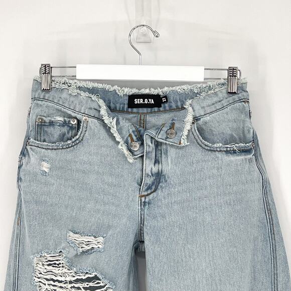 SER.O.YA Ollie Distressed Wide Leg Jeans Skylight Women’s Size 27 Streetwear - Picture 3 of 7